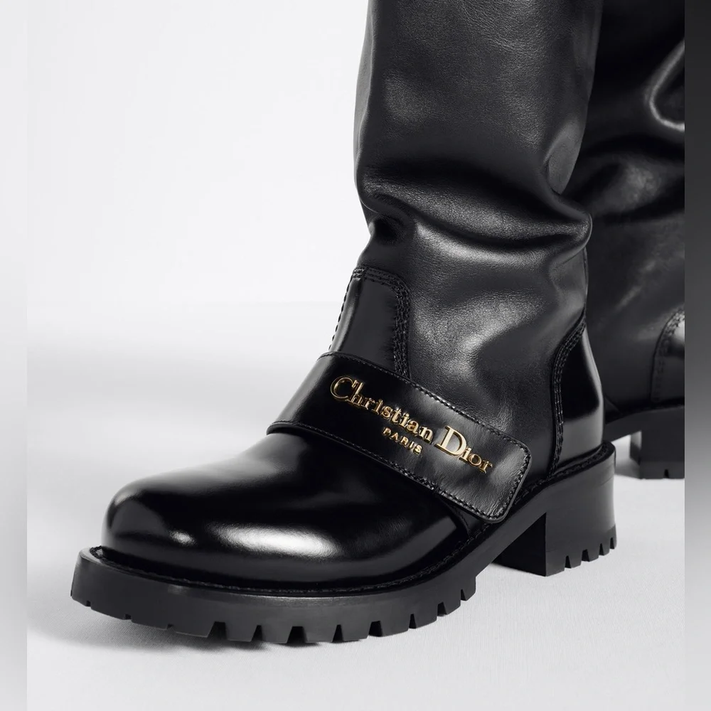 NWT Christian Dior D-Quest Thigh Black Leather Boots, size 37 (US 6-6.5) - Picture 11 of 17